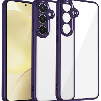 Mobizang Hawkeye Clear Back Cover for Samsung Galaxy S25 | Camera Lens Protector Shockproof Slim Clear Case Cover (Purple Sides)