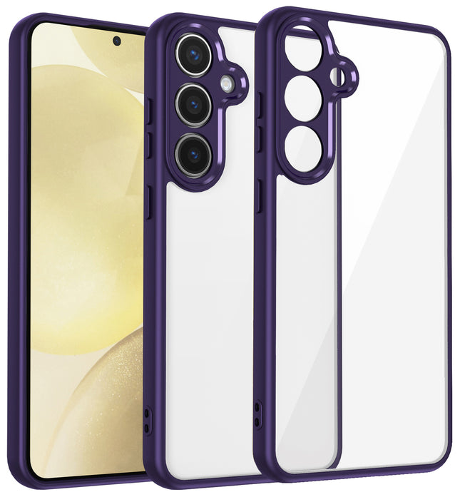 Mobizang Hawkeye Clear Back Cover for Samsung Galaxy S25 | Camera Lens Protector Shockproof Slim Clear Case Cover (Purple Sides)