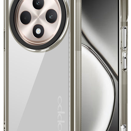 Mobizang Warrior Acrylic Clear Back Cover For Oppo F27 Pro / Oppo F27 Pro Plus | Slim Shockproof [Military Grade Protection] Hybrid Bumper Case (Grey Sides)