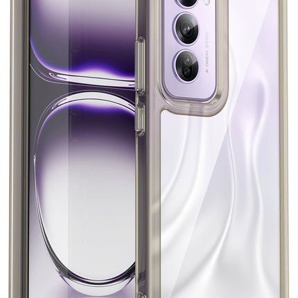 Mobizang Unicorn Acrylic Clear Back Cover For Oppo Reno 12 Pro (5G) | Slim Shockproof [Military Grade Protection] Hybrid Bumper Case (Grey Sides)