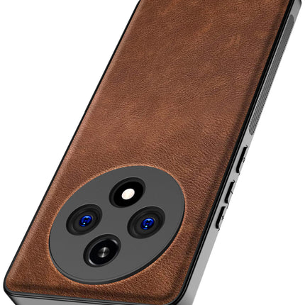 Mobizang Tux Leather Back Cover for Oppo F27 Pro / Oppo F27 Pro Plus | Slim Shockproof Camera Protection Bumper Case (Brown)