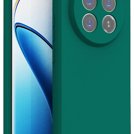 Mobizang Matte Protective Lens Flexible Back Cover for Realme 12 Pro / 12 Pro Plus | Slim Silicone with Soft Lining Shockproof Full Body Bumper Case (Green)