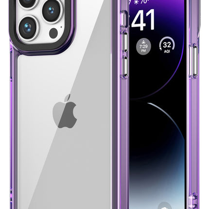 Mobizang Warrior Acrylic Clear Back Cover For Apple iPhone 16 Pro Max | Slim Shockproof [Military Grade Protection] Hybrid Bumper Case (Purple Sides)