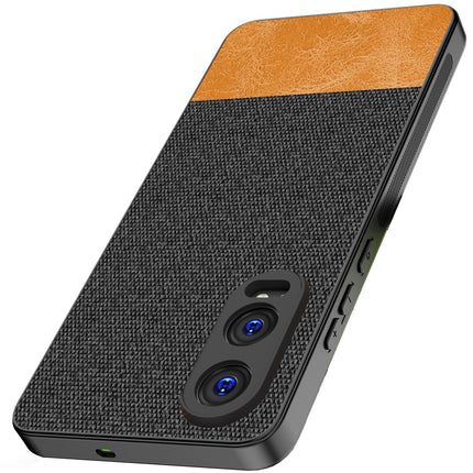 Mobizang Soft Fabric & Leather Hybrid Protective Back Cover for OnePlus Nord CE 4 Lite | Shockproof Slim Hard Anti Slip Back Case (Black,Brown)