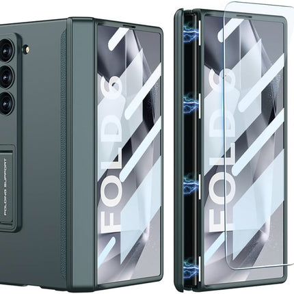 Mobizang Magnetic Hinge With Inbuilt Stand Case for Samsung Galaxy Z Fold 6 | Shockproof Stand Hybrid Bumper Back Cover (Green)