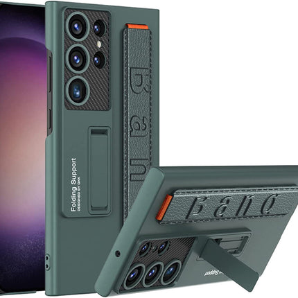 Mobizang Ultra Thin Band + Stand Back Case for Samsung S25 Ultra | Slim Camera Lens Protection Cover with Kickstand (Green)