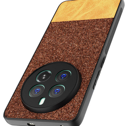 Mobizang Soft Fabric & Leather Hybrid Protective Back Cover for Realme 12 Pro / 12 Pro Plus | Shockproof Slim Hard Anti Slip Back Case (Brown)
