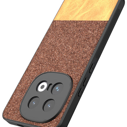 Mobizang Soft Fabric & Leather Hybrid Protective Back Cover for Iqoo 13 (5G) | Shockproof Slim Hard Anti Slip Back Case (Brown)