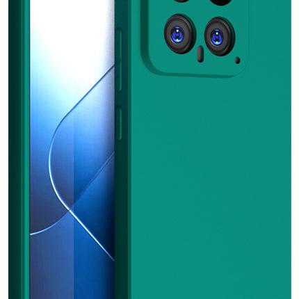 Mobizang Matte Protective Lens Flexible Back Cover for Xiaomi 14 (5G) | Slim Silicone with Soft Lining Shockproof Full Body Bumper Case (Green)