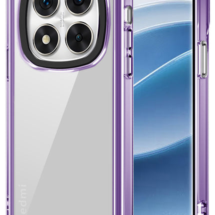 Mobizang Warrior Acrylic Clear Back Cover For Redmi Note 14 Pro (5G) | Slim Shockproof [Military Grade Protection] Hybrid Bumper Case (Purple Sides)
