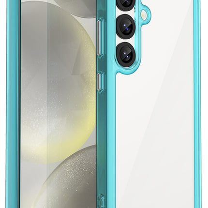 Mobizang Unicorn Acrylic Clear Back Cover For Samsung Galaxy S25 Plus | Slim Shockproof [Military Grade Protection] Hybrid Bumper Case (Blue Sides)