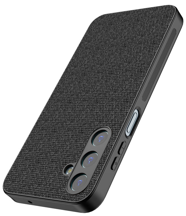 Mobizang Soft Full Fabric Protective Back Case Cover for Samsung Galaxy M35 (5G) | Shockproof Slim Hard Anti Slip Back Case (Black)