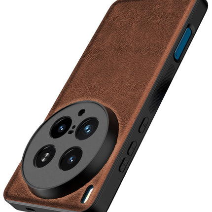 Mobizang Tux Leather Back Cover for Vivo X200 Ultra | Slim Shockproof Camera Protection Bumper Case (Brown)