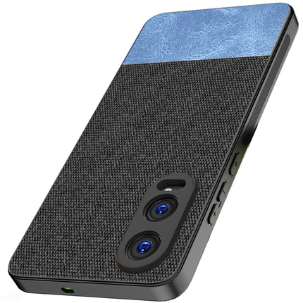 Mobizang Soft Fabric & Leather Hybrid Protective Back Cover for OnePlus Nord CE 4 Lite | Shockproof Slim Hard Anti Slip Back Case (Black,Blue)