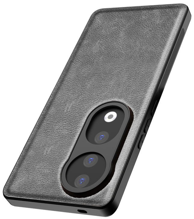 Mobizang Tux Leather Back Cover for Vivo V40 / Vivo V40 Pro (5G) | Slim Shockproof Camera Protection Bumper Case (Grey)