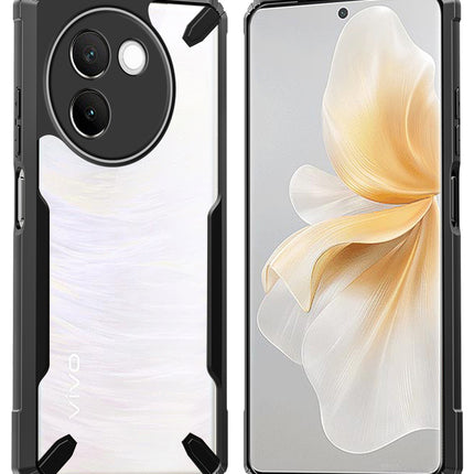 Mobizang Bull Clear Back Cover for Vivo V30E (5G) | [Military Grade Protection] Shock Proof Slim Hybrid Bumper Case (Black)