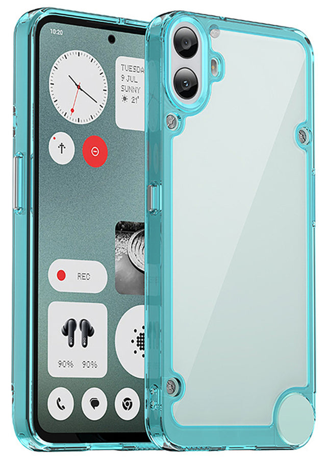 Mobizang Unicorn Acrylic Clear Back Cover For Nothing CMF Phone 1 | Slim Shockproof [Military Grade Protection] Hybrid Bumper Case (Blue Sides)