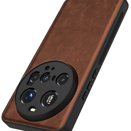 Mobizang Tux Leather Back Cover for Xiaomi 15 Ultra | Slim Shockproof Camera Protection Bumper Case (Brown)