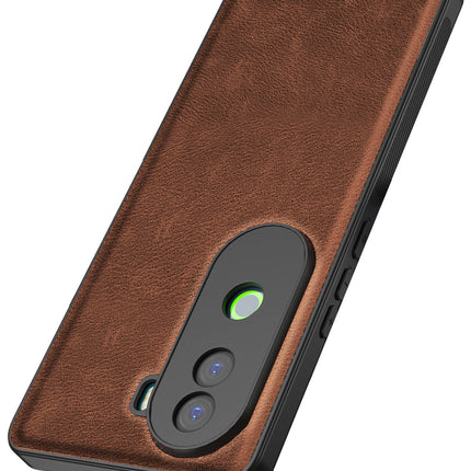 Mobizang Tux Leather Back Cover for Vivo V40E / iQOO Z9S | Slim Shockproof Camera Protection Bumper Case (Brown)