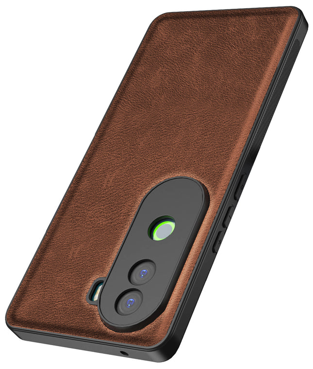 Mobizang Tux Leather Back Cover for Vivo V40E / iQOO Z9S | Slim Shockproof Camera Protection Bumper Case (Brown)