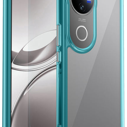 Mobizang Unicorn Acrylic Clear Back Cover For Vivo V50 / V50E 5G | Slim Shockproof [Military Grade Protection] Hybrid Bumper Case (Blue Sides)