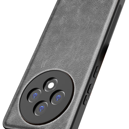 Mobizang Tux Leather Back Cover for Oppo F27 (5G) | Slim Shockproof Camera Protection Bumper Case (Grey)