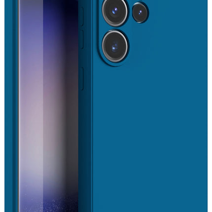 Mobizang Matte Protective Lens Flexible Back Cover for Samsung Galaxy S25 Ultra | Slim Silicone with Soft Lining Shockproof Full Body Bumper Case (Blue)