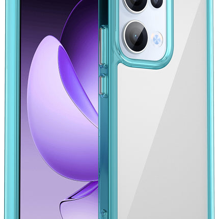 Mobizang Unicorn Acrylic Clear Back Cover For Oppo Reno 13 5G | Slim Shockproof [Military Grade Protection] Hybrid Bumper Case (Blue Sides)