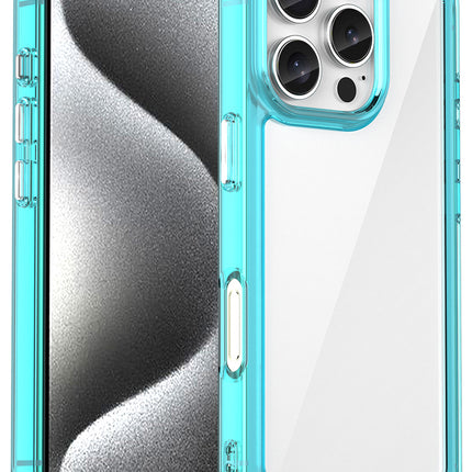 Mobizang Unicorn Acrylic Clear Back Cover For Apple iPhone 16 Pro | Slim Shockproof [Military Grade Protection] Hybrid Bumper Case (Blue Sides)