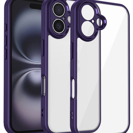 Mobizang Hawkeye Clear Back Cover for Apple iPhone 16 | Camera Lens Protector Shockproof Slim Clear Case Cover (Purple Sides)