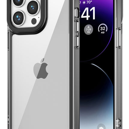 Mobizang Warrior Acrylic Clear Back Cover For Apple iPhone 16 Pro Max | Slim Shockproof [Military Grade Protection] Hybrid Bumper Case (Grey Sides)