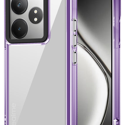 Mobizang Warrior Acrylic Clear Back Cover For Realme GT 6 / GT 6T | Slim Shockproof [Military Grade Protection] Hybrid Bumper Case (Purple Sides)
