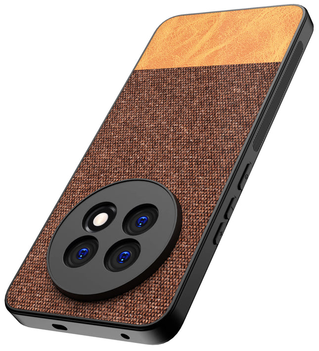 Mobizang Soft Fabric & Leather Hybrid Protective Back Cover for Realme 13 PRO / 13 PRO PLUS | Shockproof Slim Hard Anti Slip Back Case (Brown)