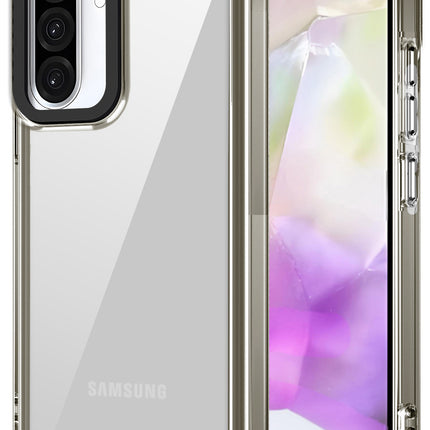 Mobizang Warrior Acrylic Clear Back Cover For Samsung Galaxy A36 | Slim Shockproof [Military Grade Protection] Hybrid Bumper Case (Grey Sides)