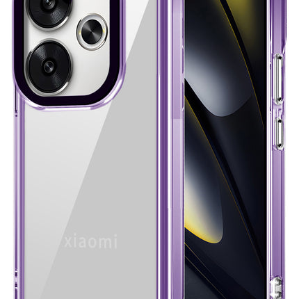 Mobizang Warrior Acrylic Clear Back Cover For Poco F6 (5G) | Slim Shockproof [Military Grade Protection] Hybrid Bumper Case (Purple Sides)
