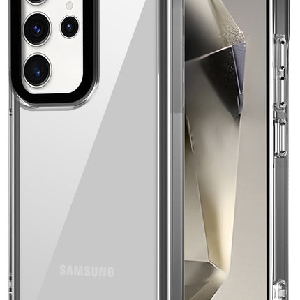 Mobizang Warrior Acrylic Clear Back Cover For Samsung Galaxy S25 Ultra | Slim Shockproof [Military Grade Protection] Hybrid Bumper Case (Grey Sides)