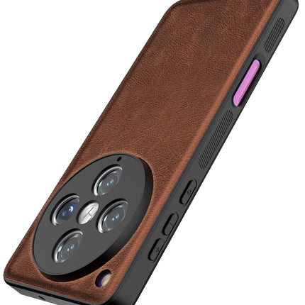 Mobizang Tux Leather Back Cover for Oppo Find X8 Pro | Slim Shockproof Camera Protection Bumper Case (Brown)
