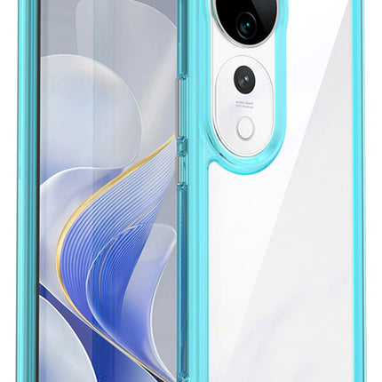 Mobizang Unicorn Acrylic Clear Back Cover For Vivo V40 / Vivo V40 Pro (5G) | Slim Shockproof [Military Grade Protection] Hybrid Bumper Case (Blue Sides)