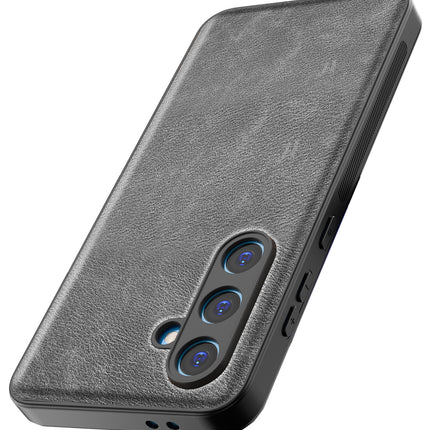 Mobizang Tux Leather Back Cover for Samsung Galaxy A55 (5G) | Slim Shockproof Camera Protection Bumper Case (Grey)