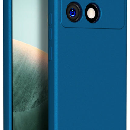 Mobizang Matte Protective Lens Flexible Back Cover for Poco X6 PRO | Slim Silicone with Soft Lining Shockproof Full Body Bumper Case (Blue)