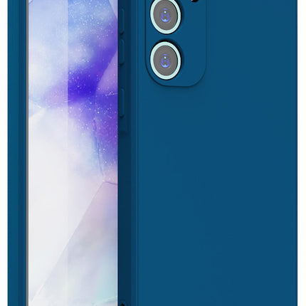 Kapa Matte Protective Lens Flexible Back Cover for Samsung Galaxy A55 | Slim Silicone with Soft Lining Shockproof Full Body Bumper Case (Blue)