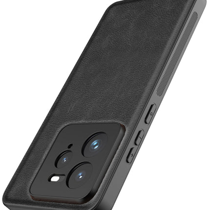 Mobizang Tux Leather Back Cover for Realme GT 7 PRO | Slim Shockproof Camera Protection Bumper Case (Black)