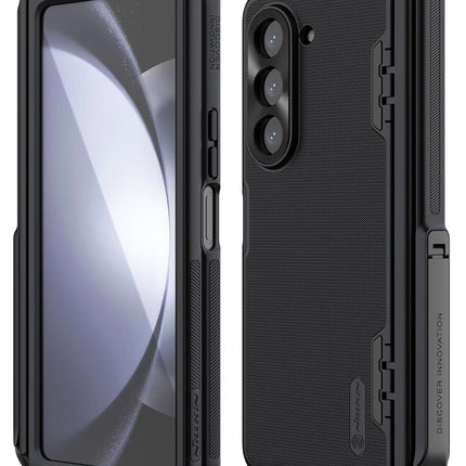 Nillkin Case For Samsung Galaxy Z Fold 5 | Hinge Protection, Hidden Kickstand & Metal Camera Lens Protector, Slim Fit Protective Phone Back Cover for Z Fold 5 (Black)