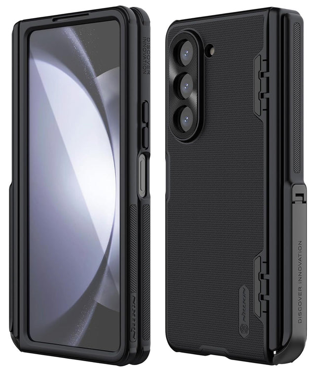 Nillkin Case For Samsung Galaxy Z Fold 5 | Hinge Protection, Hidden Kickstand & Metal Camera Lens Protector, Slim Fit Protective Phone Back Cover for Z Fold 5 (Black)