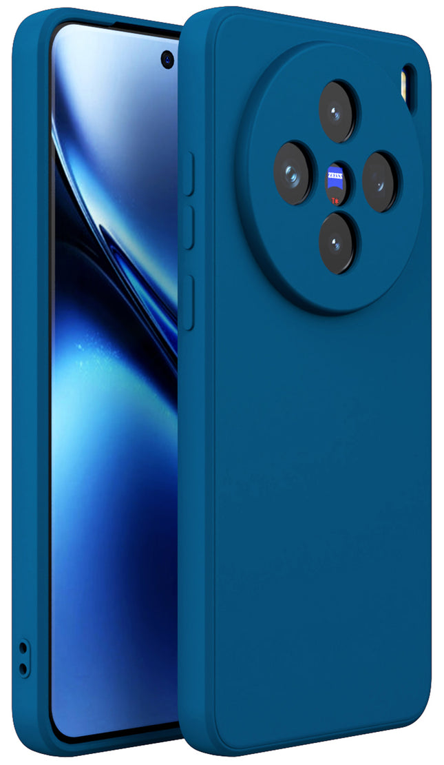 Mobizang Matte Protective Lens Flexible Back Cover for Vivo X200 (5G) | Slim Silicone with Soft Lining Shockproof Full Body Bumper Case (Blue)