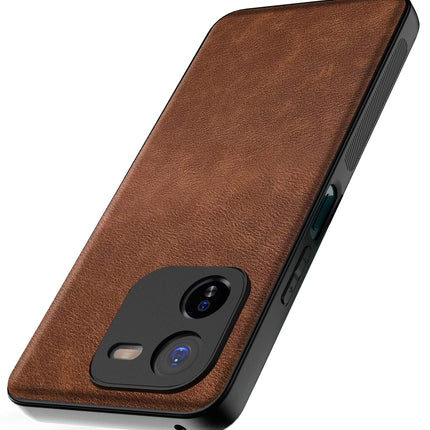 Mobizang Tux Leather Back Cover for IQOO Z9X | Slim Shockproof Camera Protection Bumper Case (Brown)