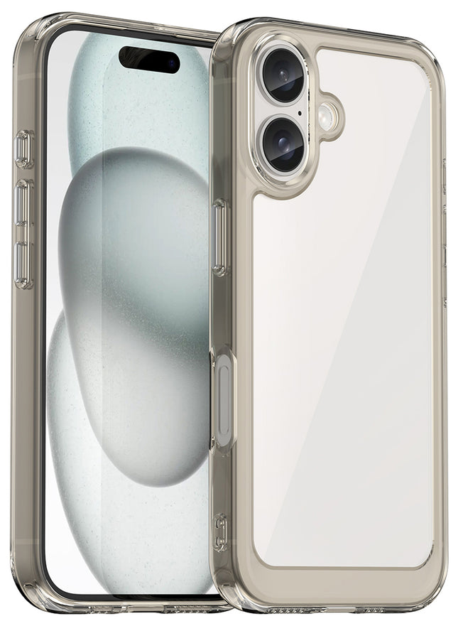 Mobizang Unicorn Acrylic Clear Back Cover For Apple iPhone 16 Plus | Slim Shockproof [Military Grade Protection] Hybrid Bumper Case (Grey Sides)