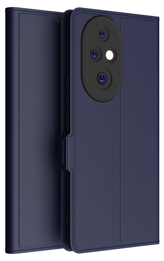 Mobizang Noble Slim Magnetic Leather Flip Case Cover for Honor 200 Pro (5G) | Card Holder Stand Flip Wallet Case (Blue)