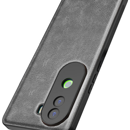 Mobizang Tux Leather Back Cover for Vivo V40E / iQOO Z9S | Slim Shockproof Camera Protection Bumper Case (Grey)