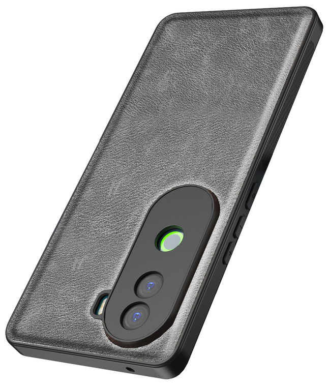 Mobizang Tux Leather Back Cover for Vivo V40E / iQOO Z9S | Slim Shockproof Camera Protection Bumper Case (Grey)